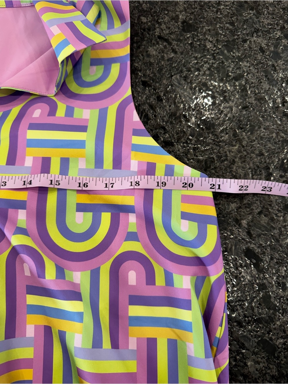 SSYS The Label Geometric Shift Dress Large Purple Green Sleeveless Collared - Picture 3 of 4
